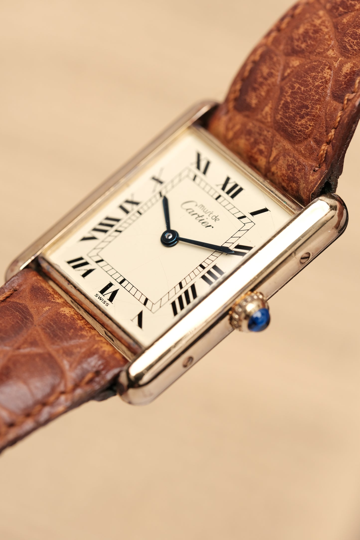 CARTIER MUST DE TANK VERMEIL (LM 23x31mm) ROMAN DIAL QUARTZ Ref.590005