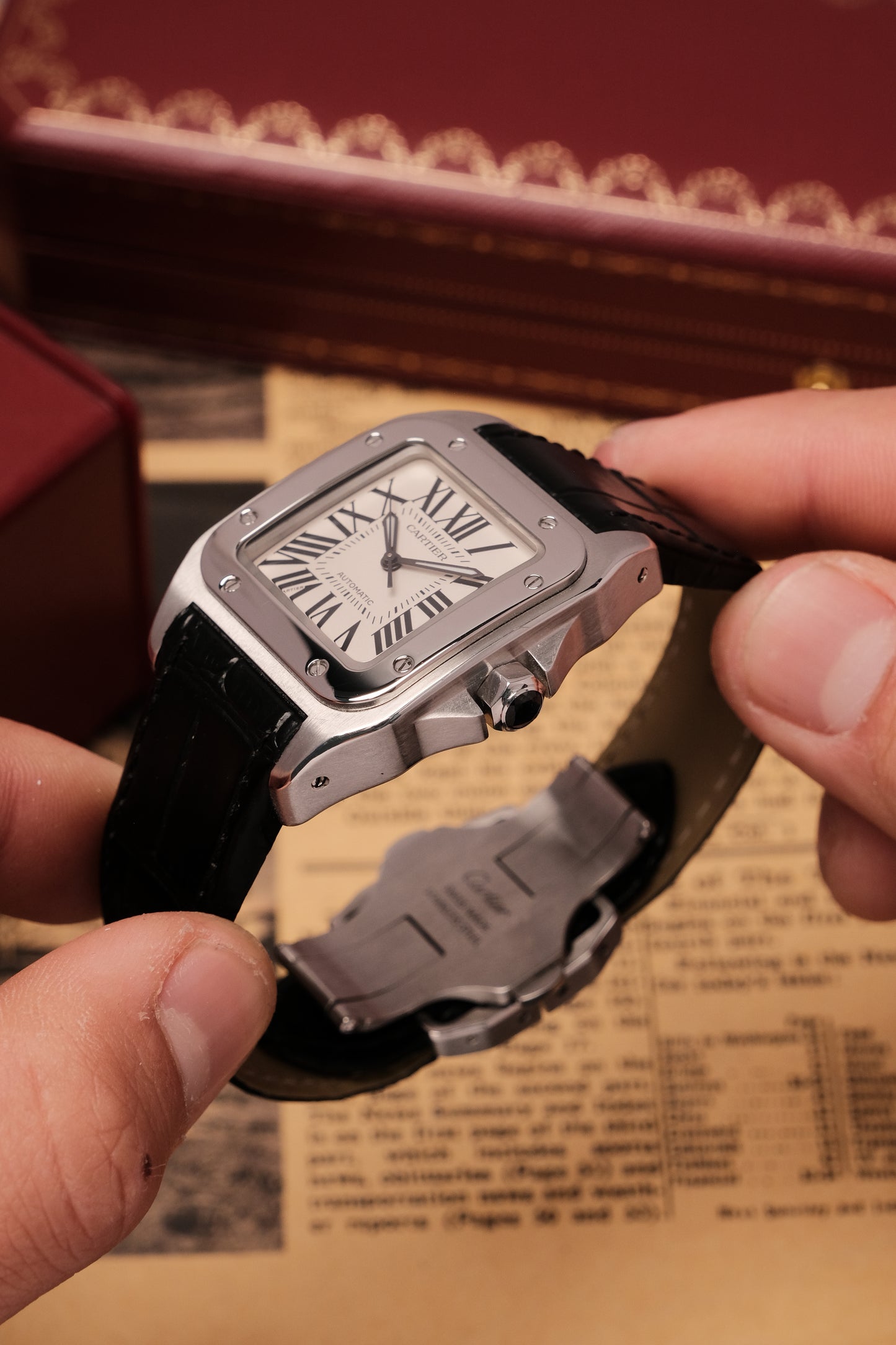 (Full set) Cartier Santos 100 W20126X8 2878 MM White 33mm Automatic Watch