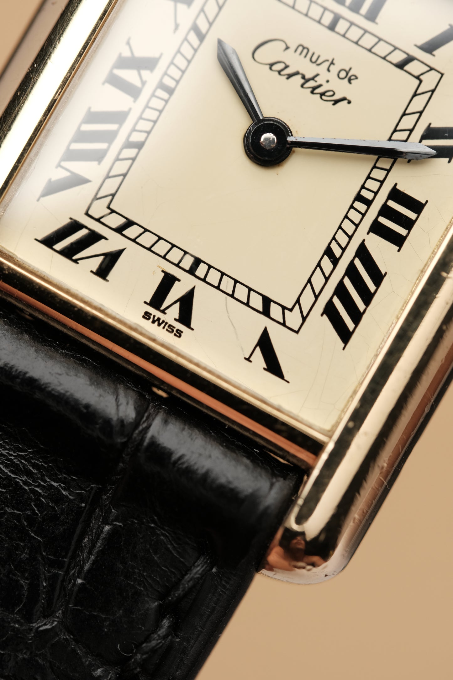 Vintage Cartier Must De Tank Vermeil (SM 20x28mm) ROMAN DIAL Hand Windding Ref.3096998