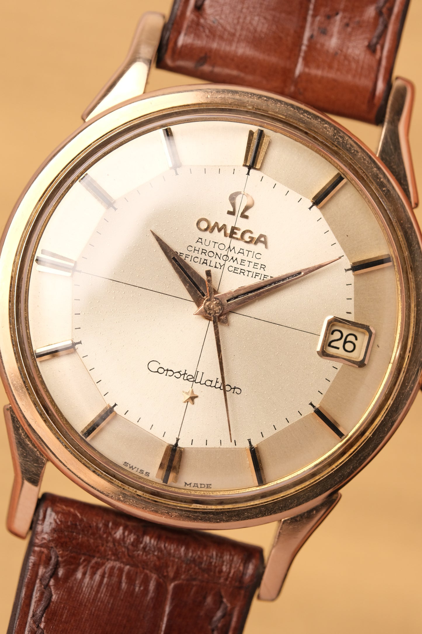1962 OMEGA CONSTELLATION PIE PAN CROSS HAIR ROSE GOLD AUTOMATIC CHRONOMETER REF. 1490-61 SC