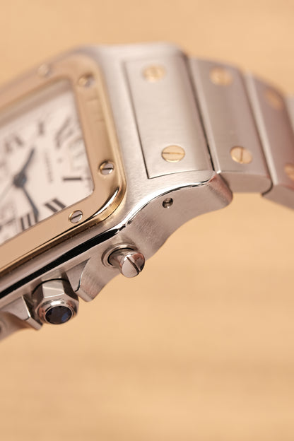 Cartier Santos Galbée Chronoflex Gold/Steel White Dial LM (29x41mm)Ref. 2425 + Box