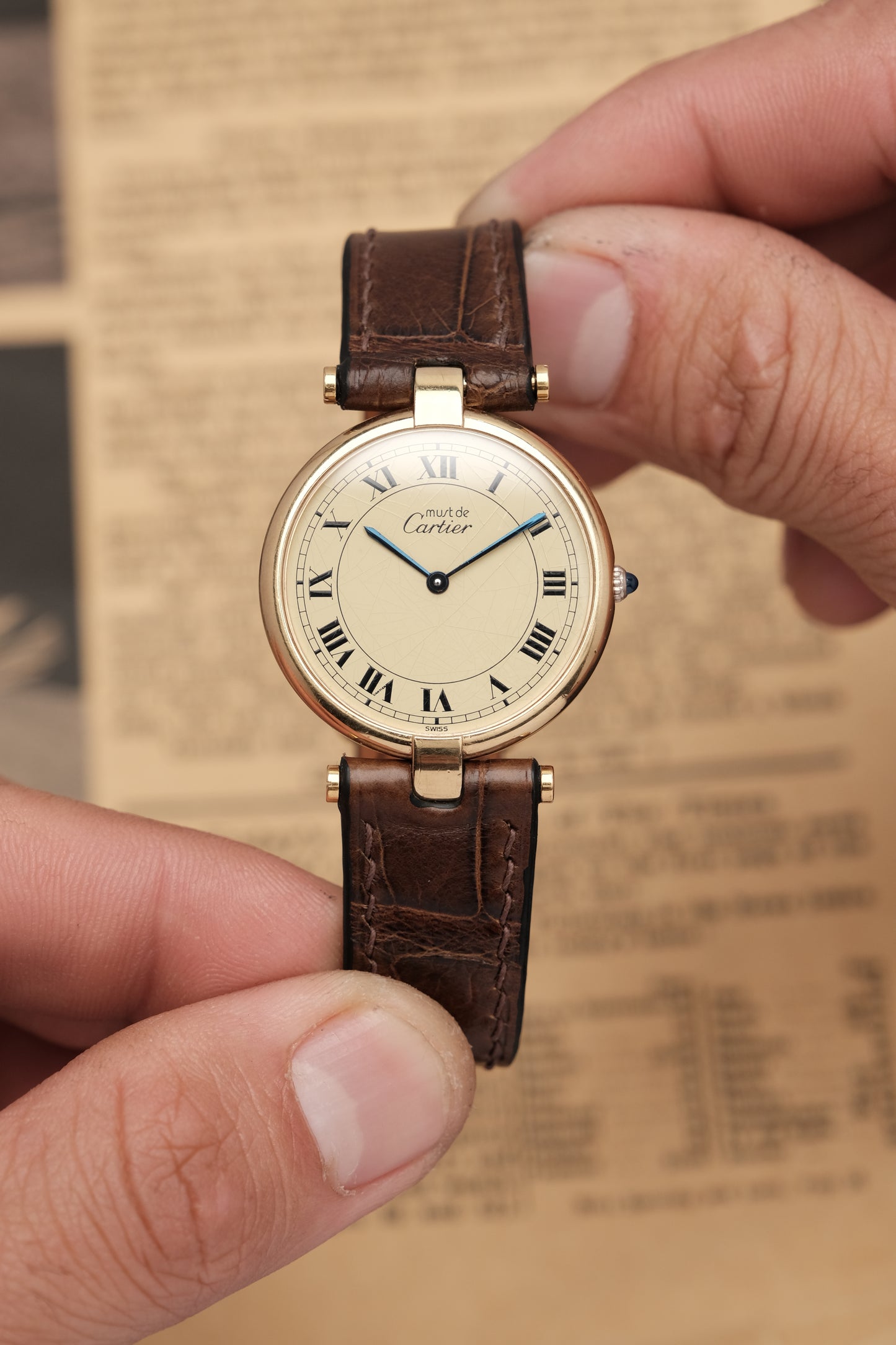 1990's Cartier Must Vendome LM Vermeil Quartz Gold Plated 30mm