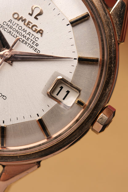 1966 OMEGA CONSTELLATION PIE PAN DOG LEG ROSE GOLD AUTOMATIC CHRONOMETER REF. 168.005