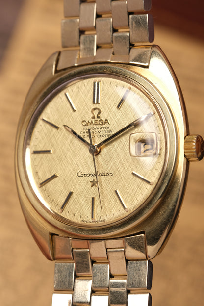 1969 OMEGA Constellation C-shape Day Chronometer Linen Champagne Dial - 168.017