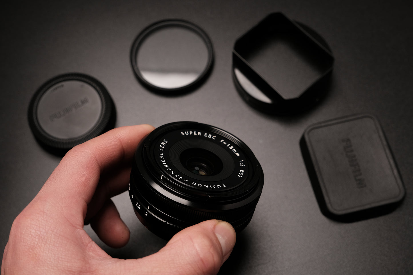 Fujifilm XF 18mm f/2.0 R Lens X Mount w Square Hood EXCELLENT!