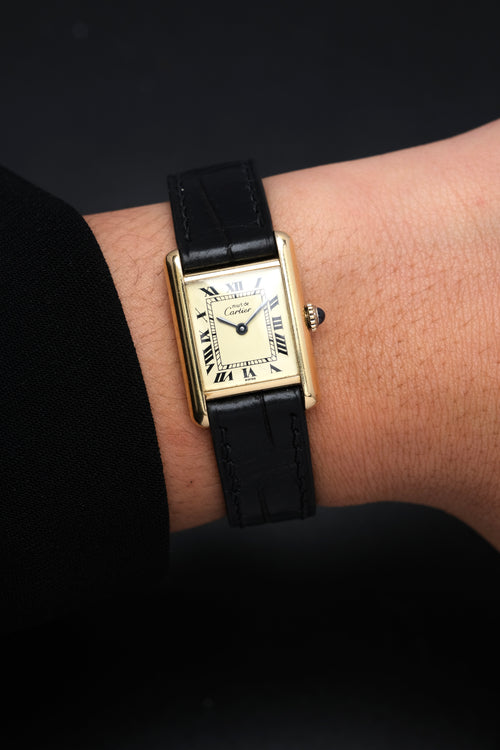 Vintage Cartier Must De Tank Vermeil (SM 20x28mm) ROMAN DIAL Hand Windding Ref.3096998