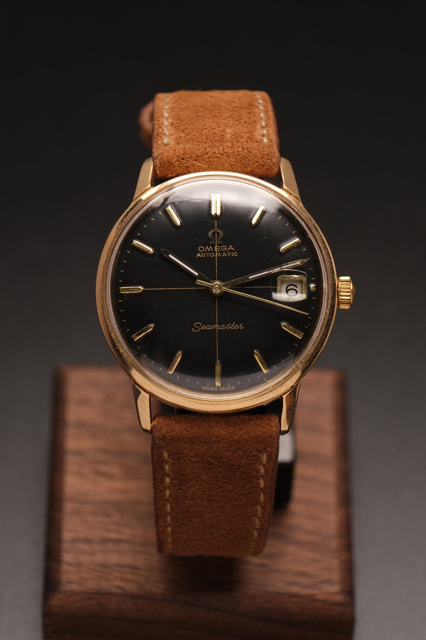 Vintage OMEGA SEAMASTER Black Cross Dial Gold  AUTOMATIC 166.002