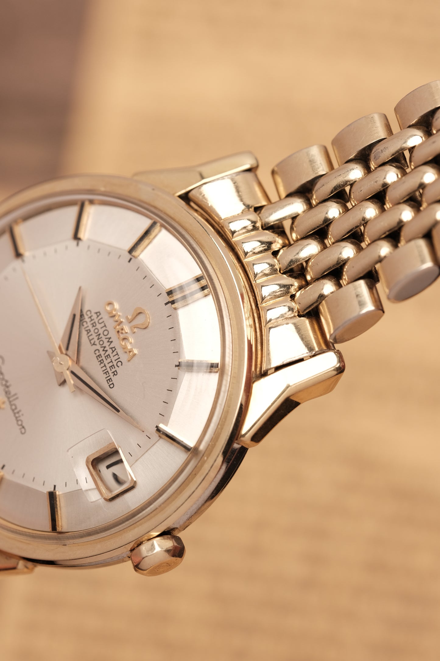 1966 OMEGA CONSTELLATION PIE PAN DOG LEG White Dial AUTOMATIC REF. 168.005 + BOX + Beads of rice bracelet
