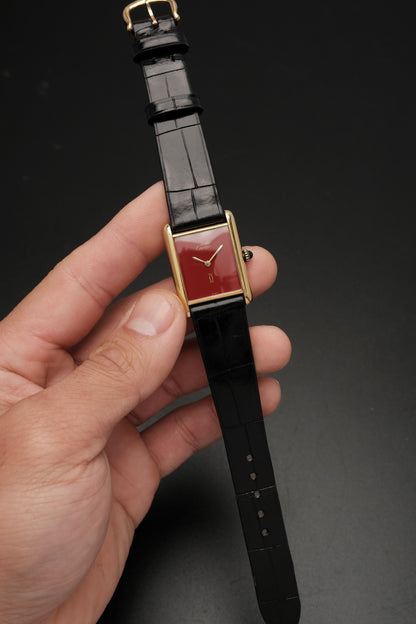 CARTIER MUST DE TANK VERMEIL (LM 23x31mm) HAND WINDING FERRARI RED DIAL