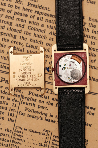 1999 Vintage Cartier Tank Vermeil 1613 ROMAN DIAL QUARTZ