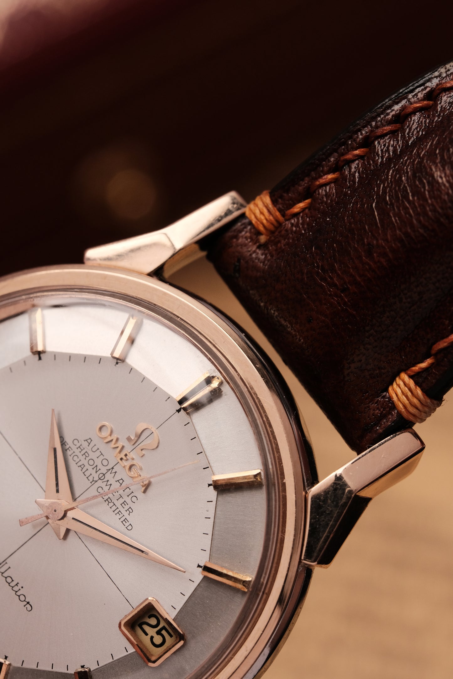 1966 OMEGA CONSTELLATION PIE PAN DOG LEG CROSS HAIR DIAL  ROSE GOLD  AUTOMATIC CHRONOMETER REF. 168.005