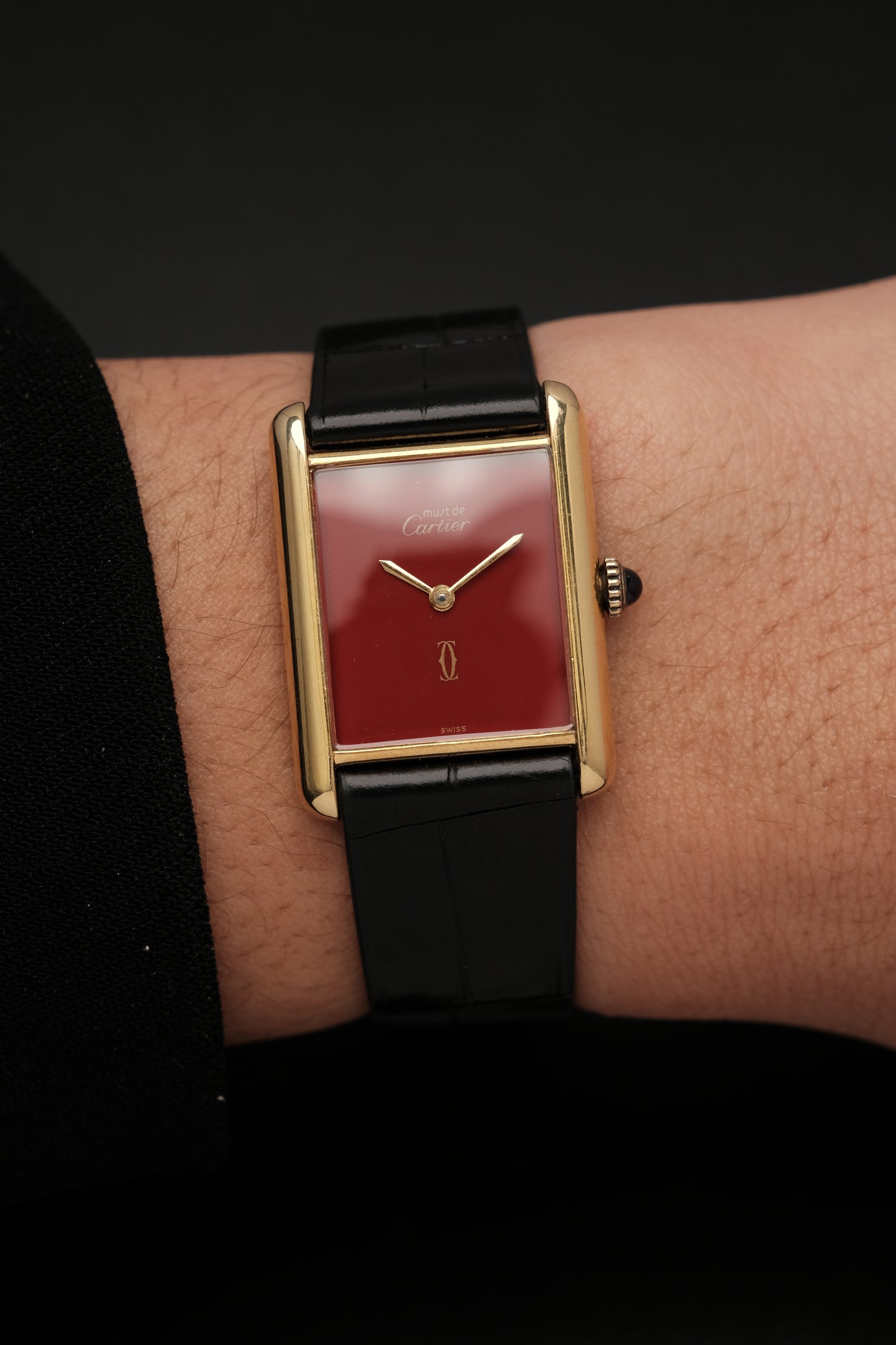 CARTIER MUST DE TANK VERMEIL (LM 23x31mm) HAND WINDING FERRARI RED DIAL