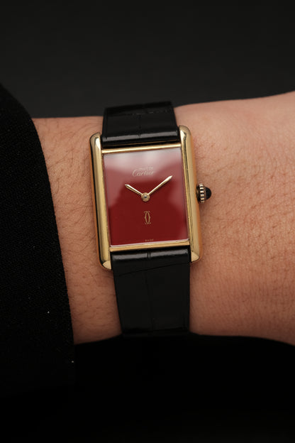 CARTIER MUST DE TANK VERMEIL (LM 23x31mm) HAND WINDING FERRARI RED DIAL