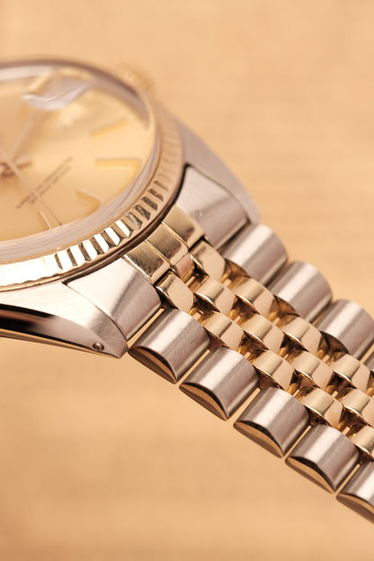 Rolex Datejust 36 16013 Two Tone 18k Yellow Gold Jubilee Bracelet Fluted Bezel + Box and Booklet