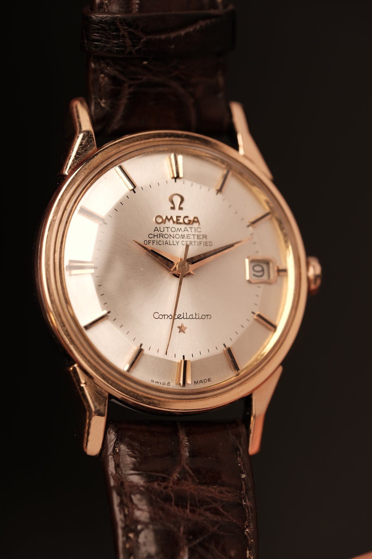 1964 OMEGA CONSTELLATION PIE PAN DOG LEG White Dial Rose Gold AUTOMATIC CHRONOMETER REF. 168.005