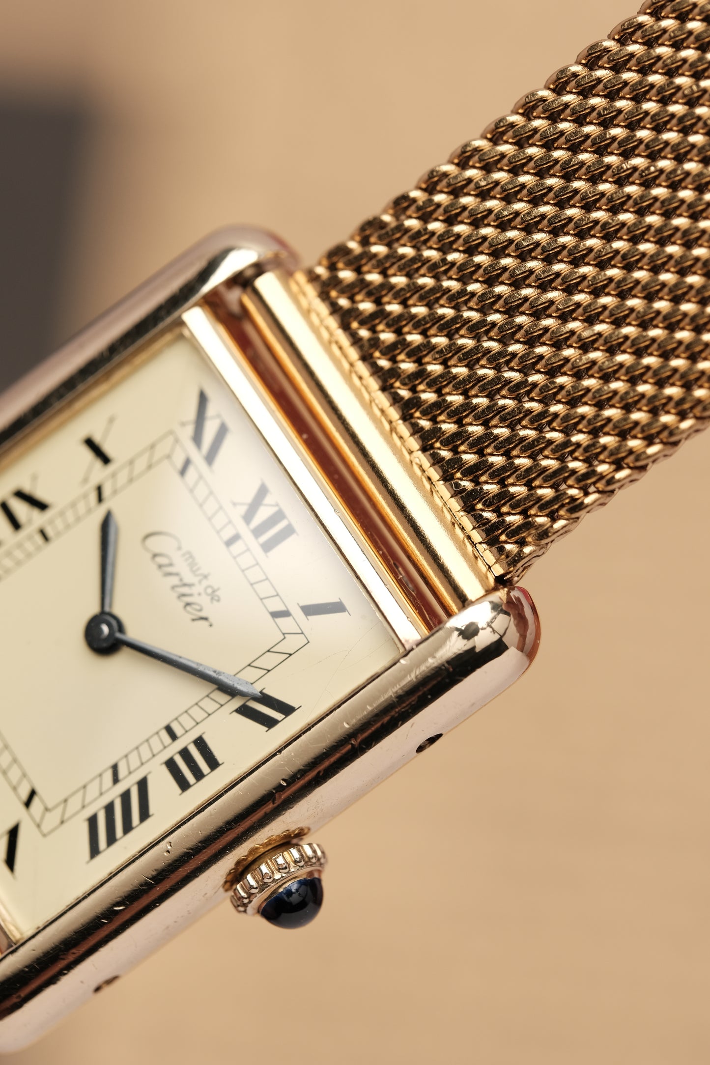 CARTIER MUST DE TANK VERMEIL (LM 23x31mm) ROMAN DIAL HAND WINDING 6144974 + BOX