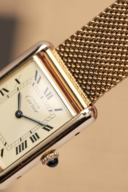 CARTIER MUST DE TANK VERMEIL (LM 23x31mm) ROMAN DIAL HAND WINDING 6144974 + BOX