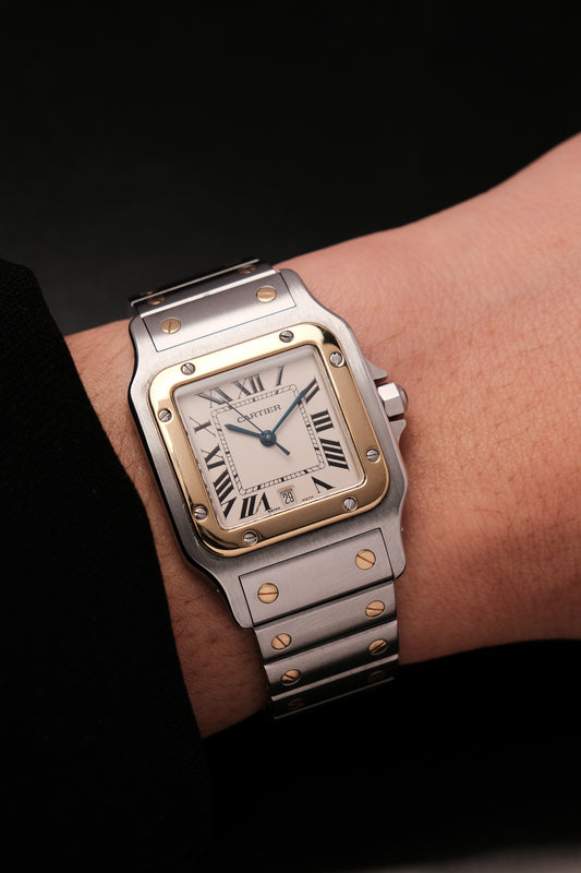 Cartier Santos Galbée 1566 Gold/Steel White Dial 29x41mm Y2K