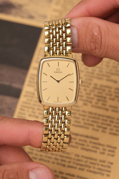 Omega De Ville Ref. 395.0876.2  Cal.1378 Vintage Gold Quartz Integrated Bracelet