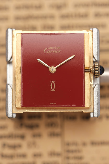 CARTIER MUST DE TANK VERMEIL (LM 23x31mm) HAND WINDING FERRARI RED DIAL