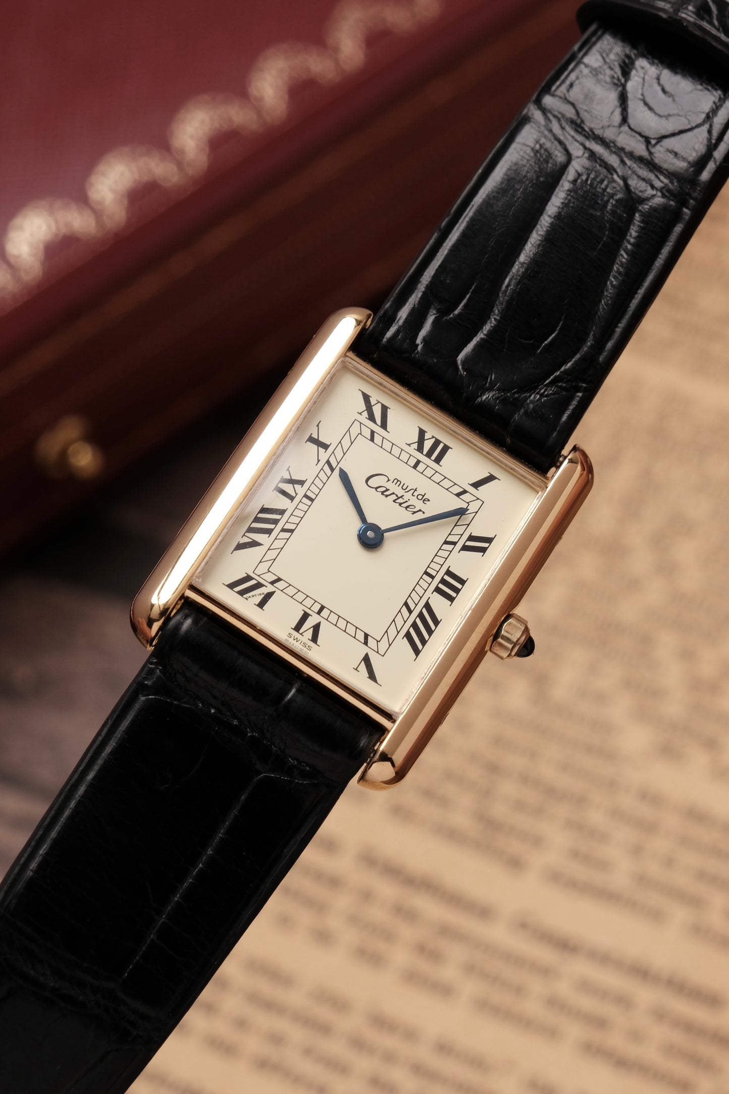 CARTIER MUST DE CARTIER TANK VERMEIL ROMAN DIAL REF. 681006