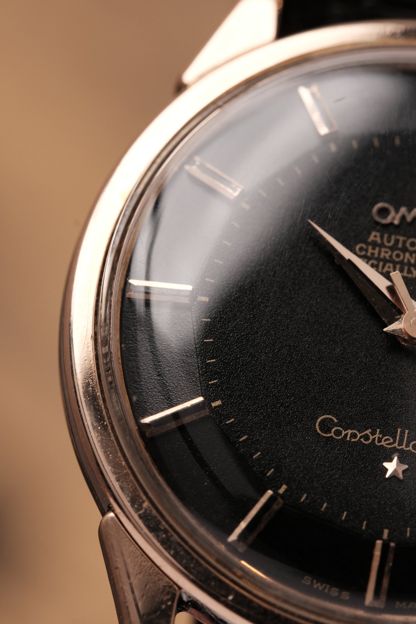 1963 OMEGA CONSTELLATION PIE PAN DOG LEG Black Dial Rose Gold  AUTOMATIC CHRONOMETER REF. 168.005