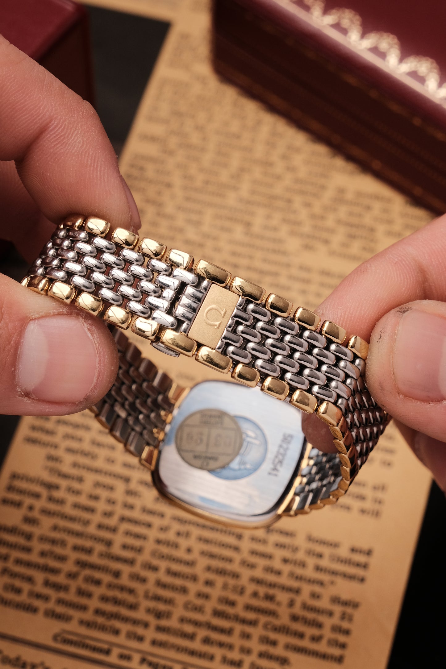 Omega De Ville Ref.395.0877 Cal.1378 Vintage Gold Quartz Integrated Bracelet