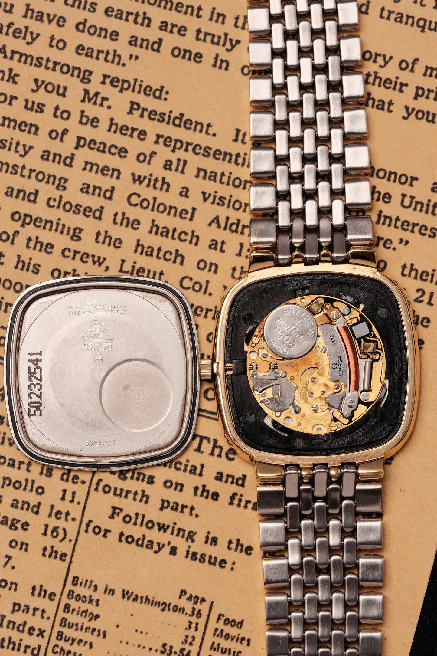 Omega De Ville Ref.395.0877 Cal.1378 Vintage Gold Quartz Integrated Bracelet