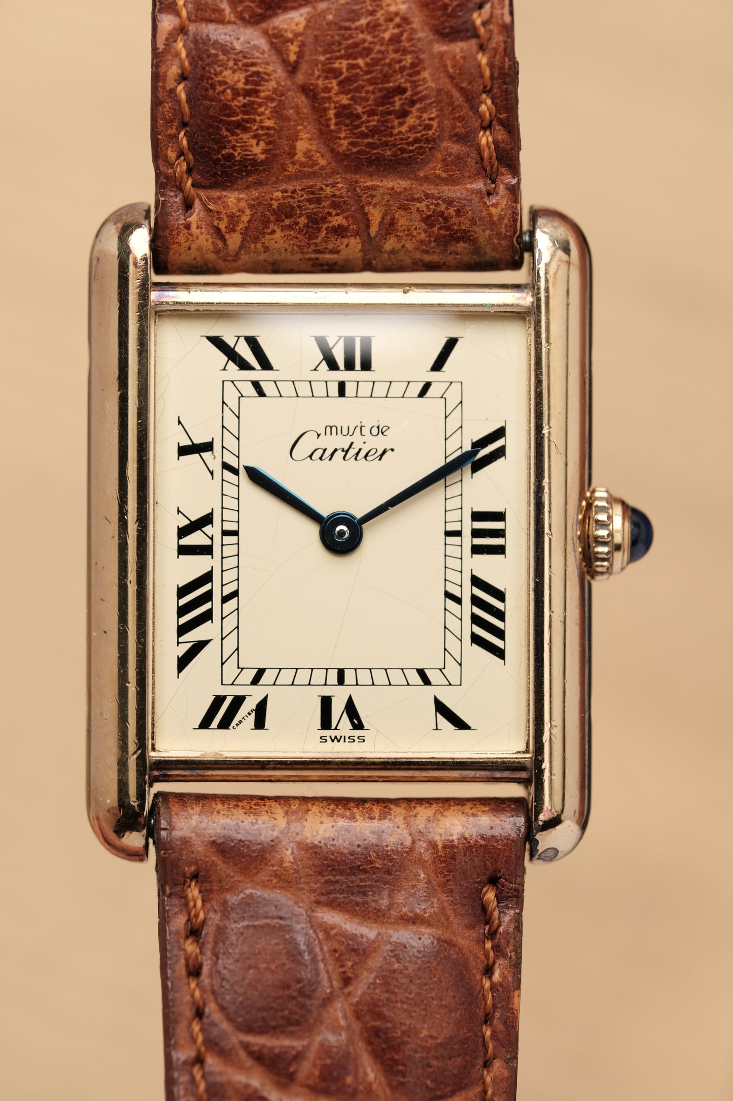 CARTIER MUST DE TANK VERMEIL (LM 23x31mm) ROMAN DIAL QUARTZ Ref.590005