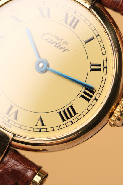 Ladies Cartier Must Vendome Vermeil 1851 ARGENT 925 Gold Plated 24MM ( Fullset)