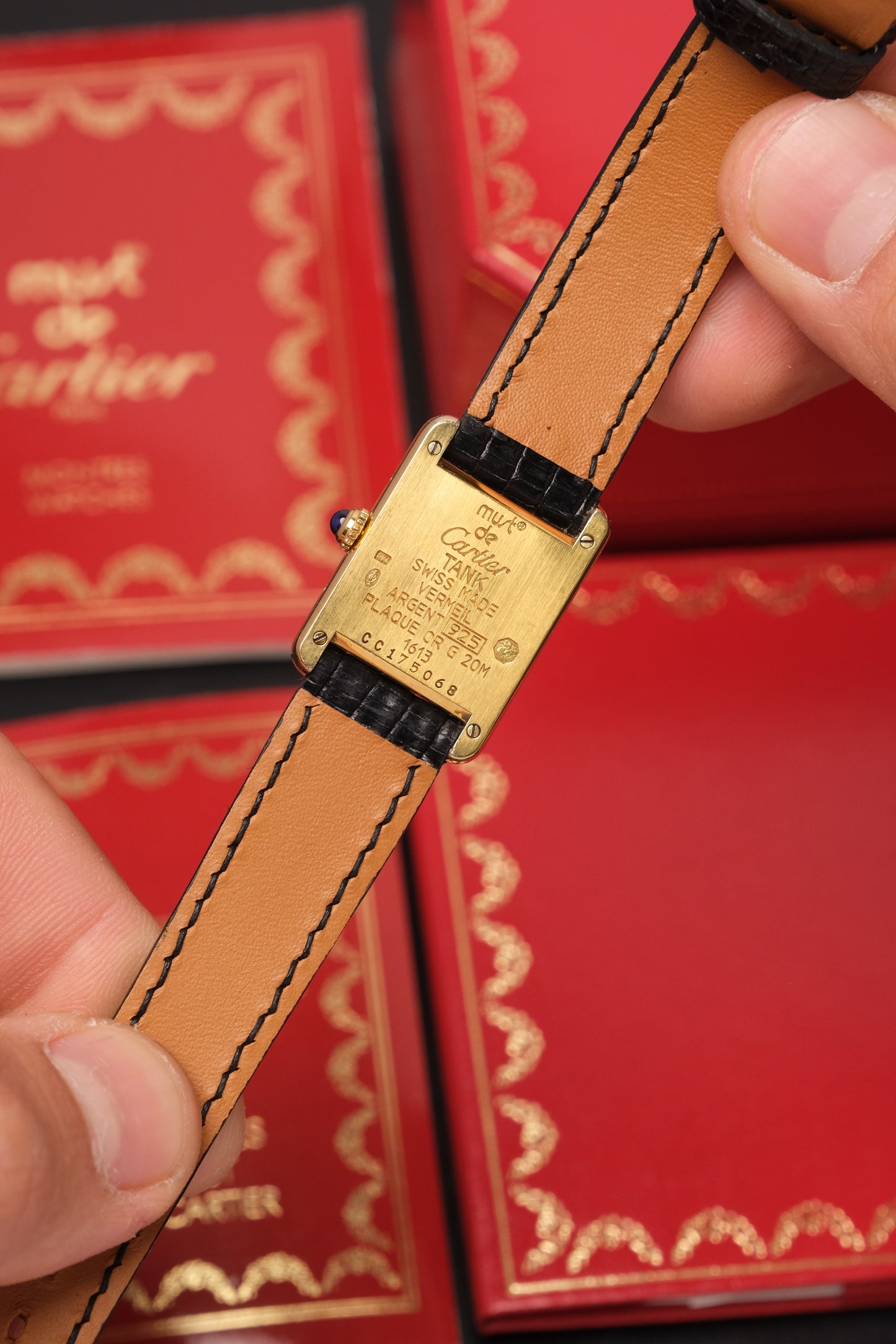 1999 Vintage Cartier Tank Vermeil 1613 ROMAN DIAL QUARTZ 20x28mm + Box and Paper