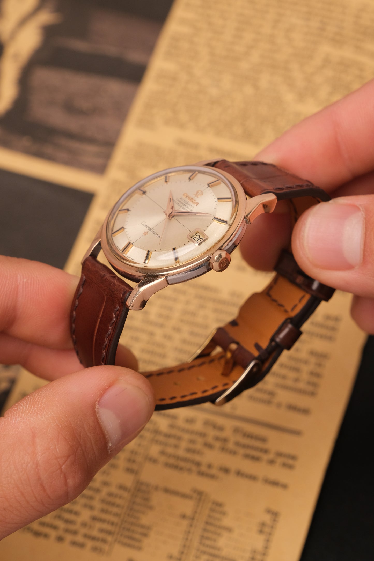 1962 OMEGA CONSTELLATION PIE PAN CROSS HAIR ROSE GOLD AUTOMATIC CHRONOMETER REF. 1490-61 SC