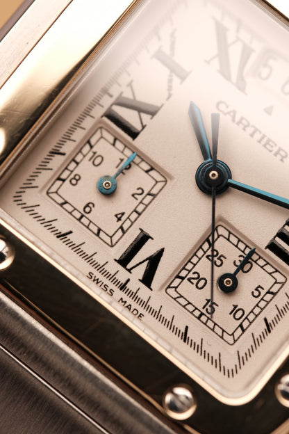 Cartier Santos Galbée Chronoflex Gold/Steel White Dial LM (29x41mm)Ref. 2425 + Box