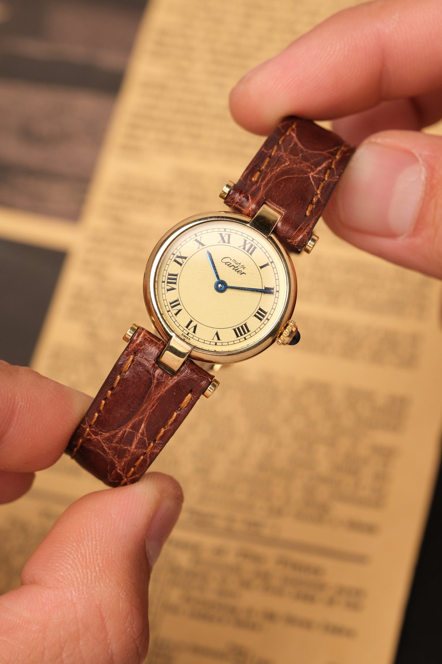 Ladies Cartier Must Vendome Vermeil 1851 ARGENT 925 Gold Plated 24MM ( Fullset)