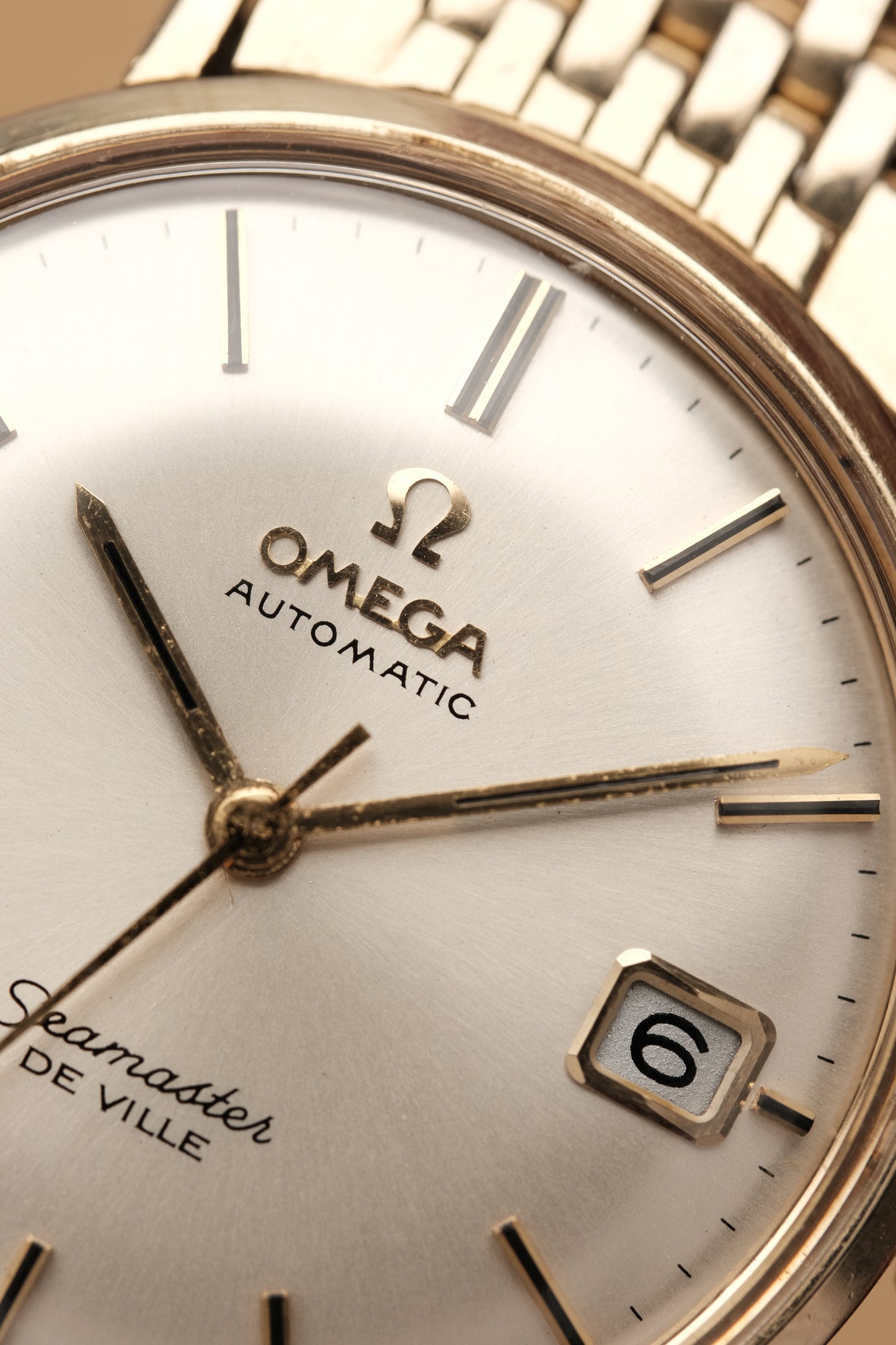 1967  14K Solid Gold Omega Seamaster De Ville reference LL 6590-1 34mm with Gold beads of rice bracelet