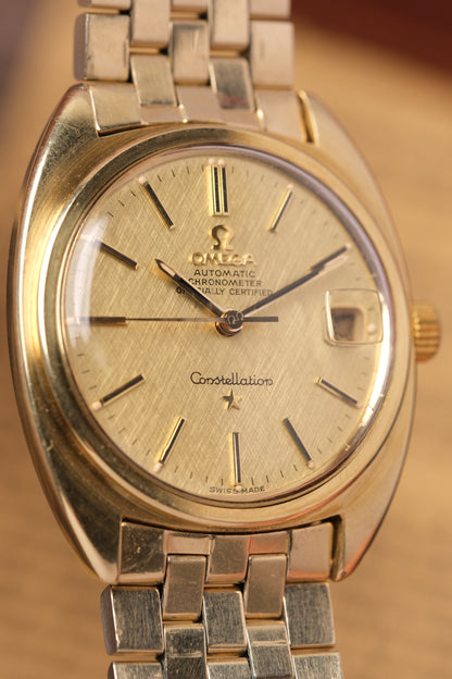 1969 OMEGA Constellation C-shape Day Chronometer Linen Champagne Dial - 168.017