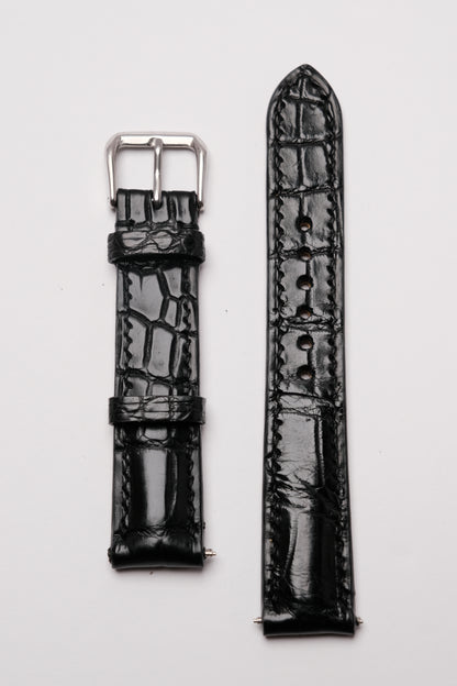 Matte Black Alligator Leather Strap