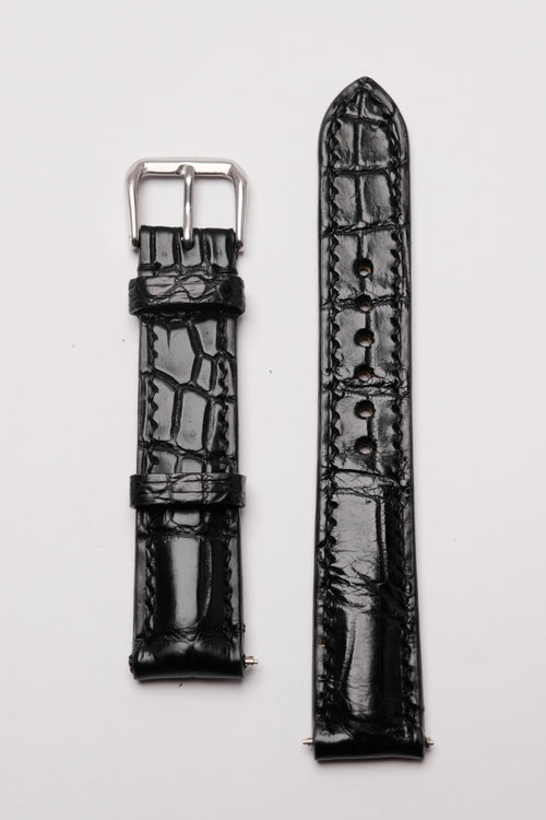 Matte Black Alligator Leather Strap