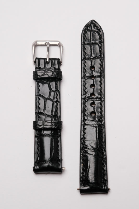 Matte Black Alligator Leather Strap