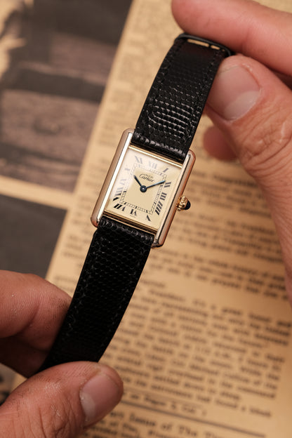 1999 Vintage Cartier Tank Vermeil 1613 ROMAN DIAL QUARTZ