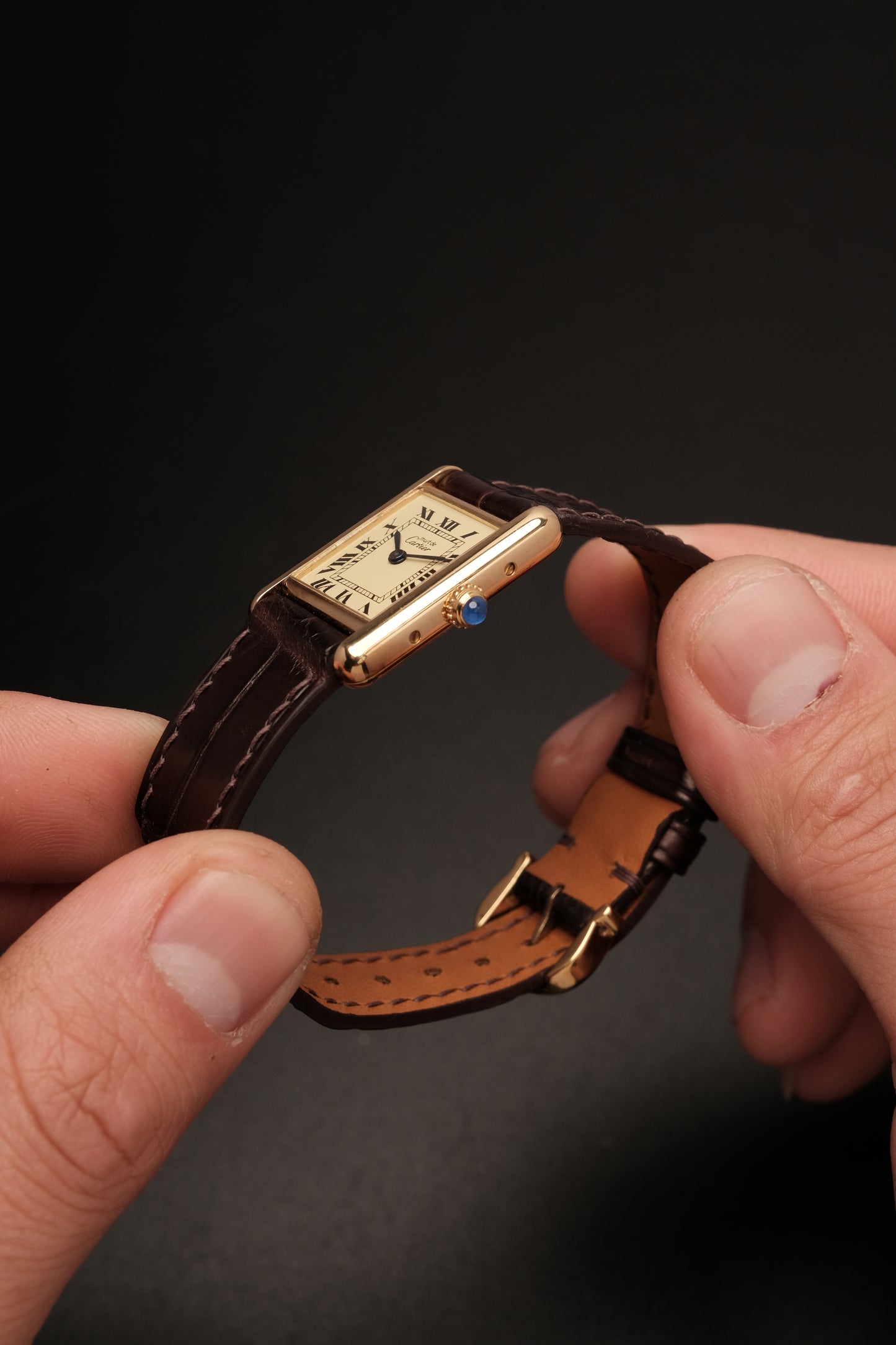 Vintage Cartier Must De Tank Vermeil (SM 20x28mm) ROMAN Ivory DIAL QUARTZ Ref.5057001