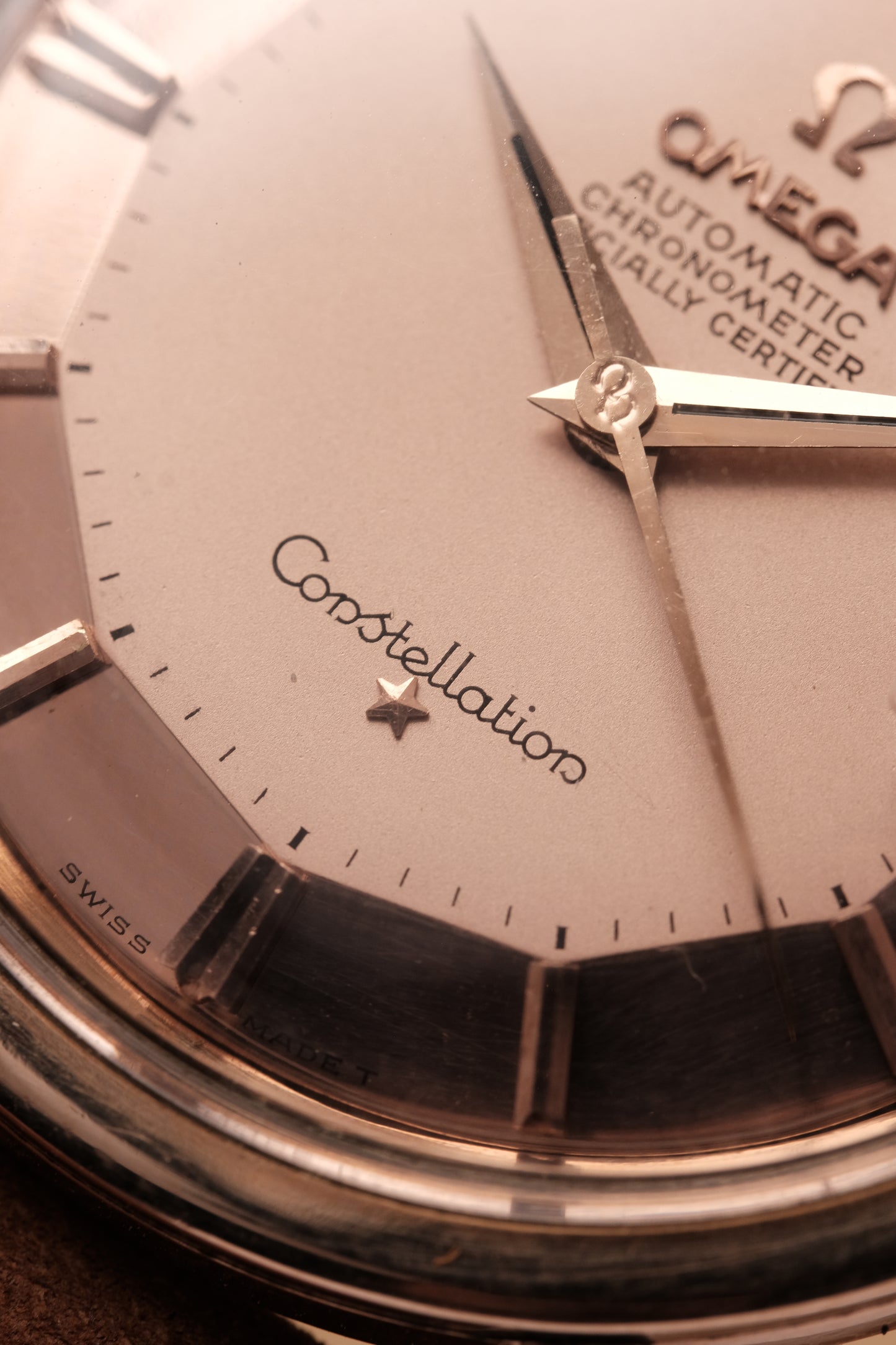 1966 OMEGA CONSTELLATION PIE PAN Mirror Rose Gold Dial (Salmon Dial )CHRONOMETER REF 168.004