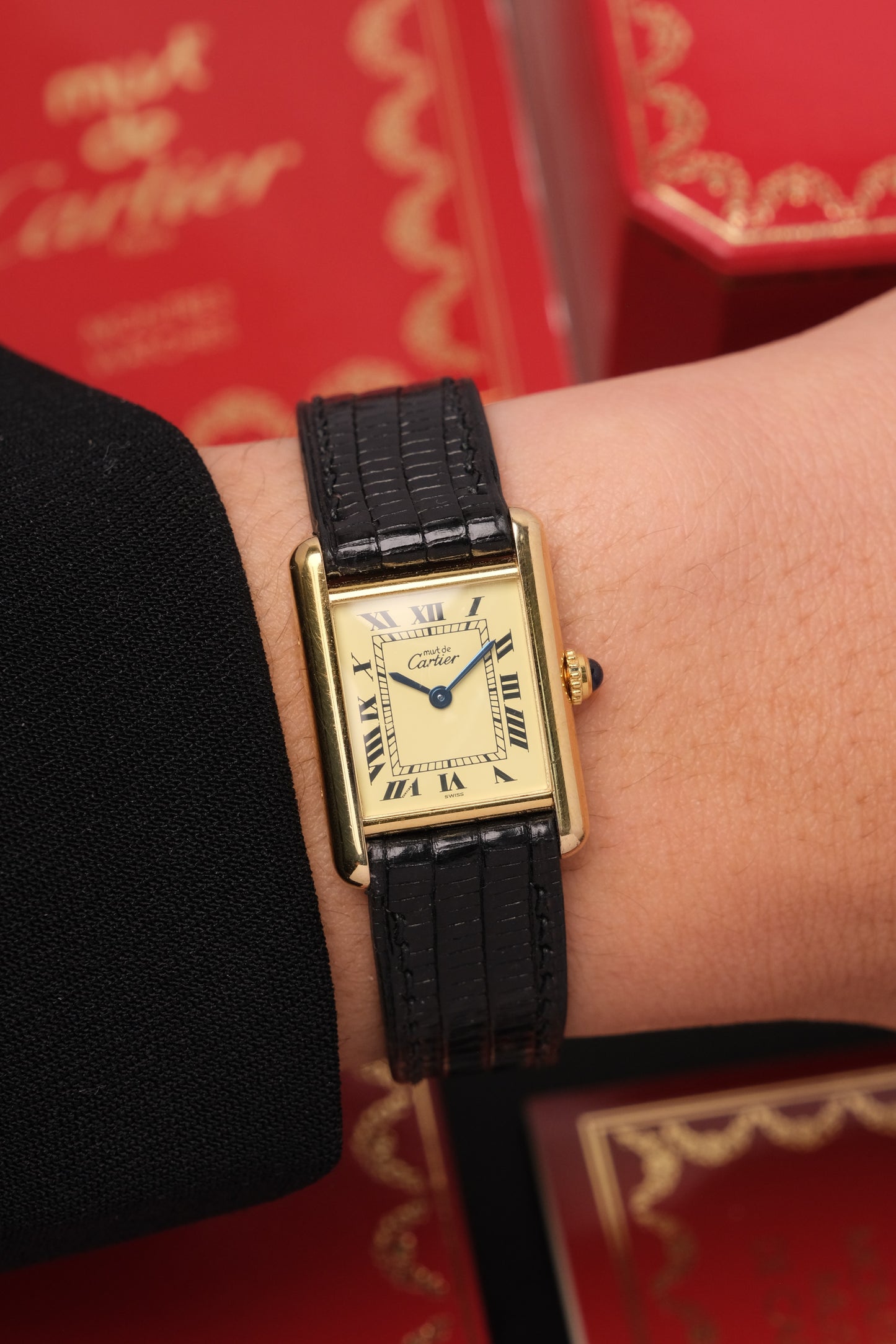 1999 Vintage Cartier Tank Vermeil 1613 ROMAN DIAL QUARTZ 20x28mm + Box and Paper