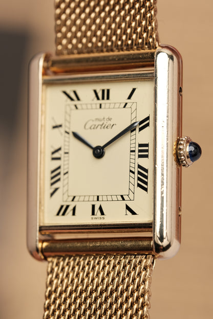 CARTIER MUST DE TANK VERMEIL (LM 23x31mm) ROMAN DIAL HAND WINDING 6144974 + BOX