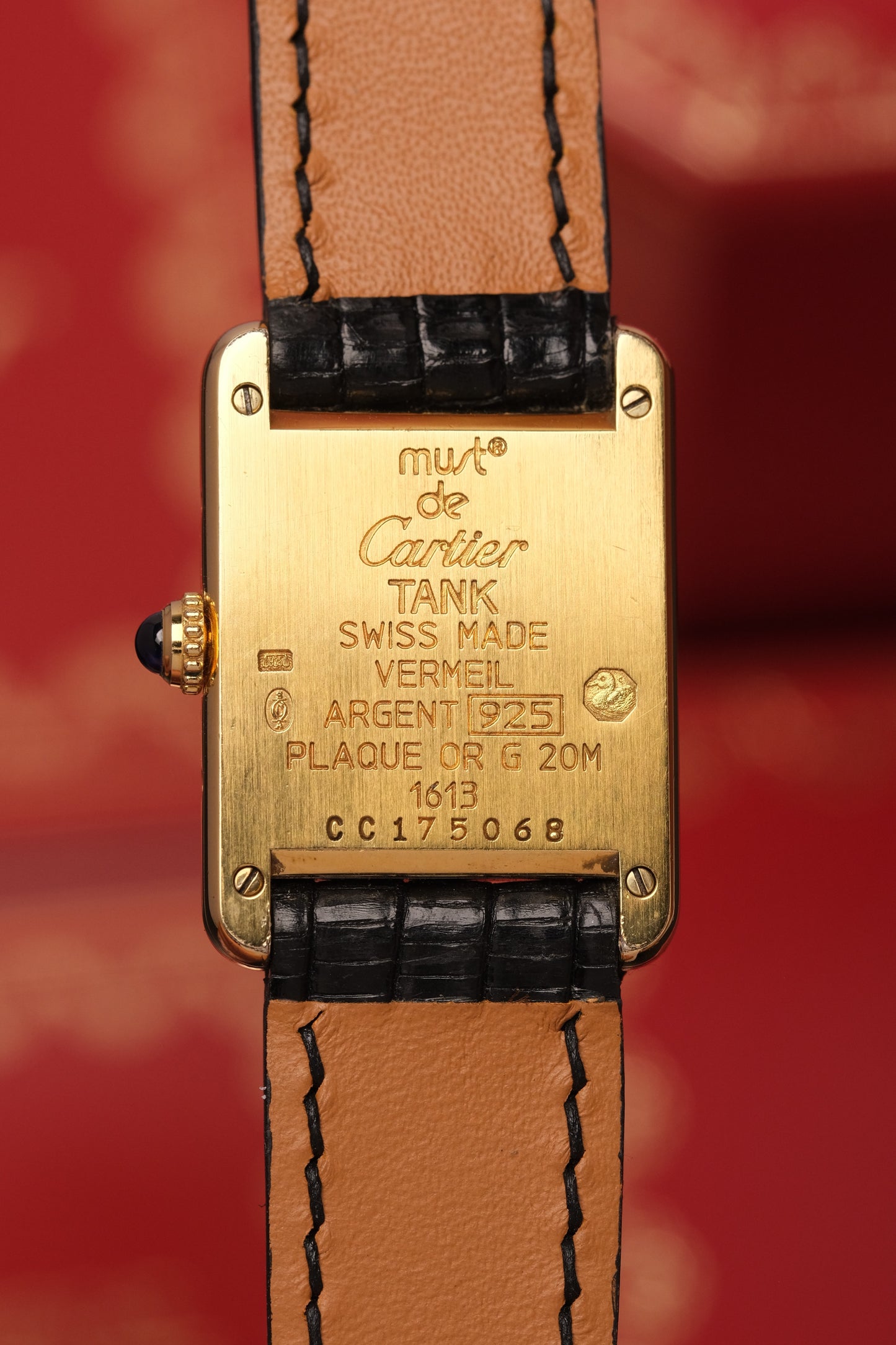 1999 Vintage Cartier Tank Vermeil 1613 ROMAN DIAL QUARTZ 20x28mm + Box and Paper