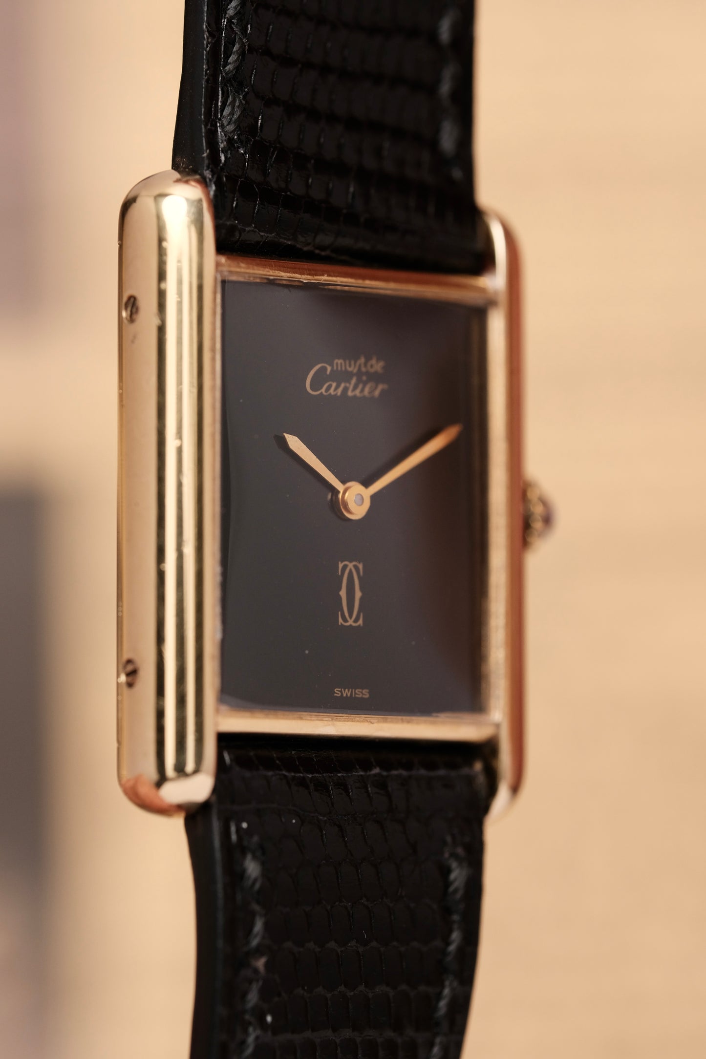 CARTIER MUST DE TANK (LM 23x31mm) Hand Winding VERMEIL Black DIAL 6173765