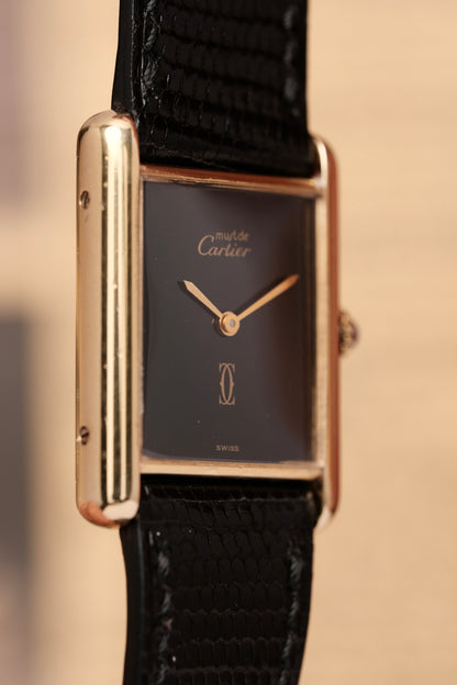CARTIER MUST DE TANK (LM 23x31mm) Hand Winding VERMEIL Black DIAL 6173765