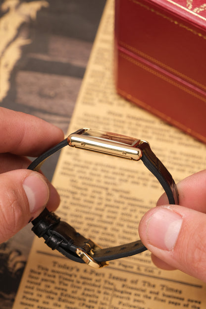 CARTIER MUST DE CARTIER TANK 23x31 Hand Winding VERMEIL Black DIAL REF. 6 062961