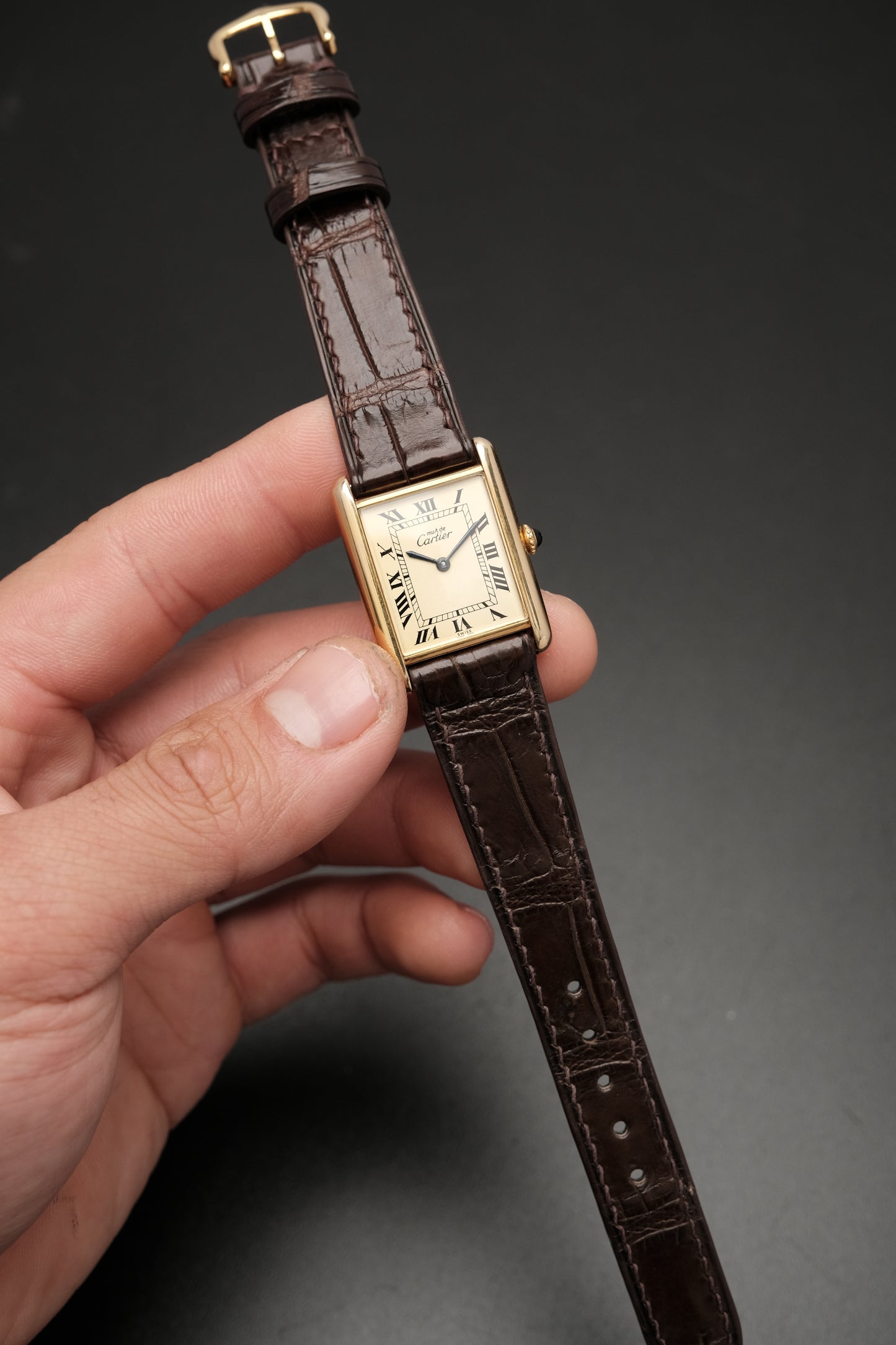 CARTIER MUST DE TANK VERMEIL (LM 23x31mm) ROMAN DIAL HAND WINDING