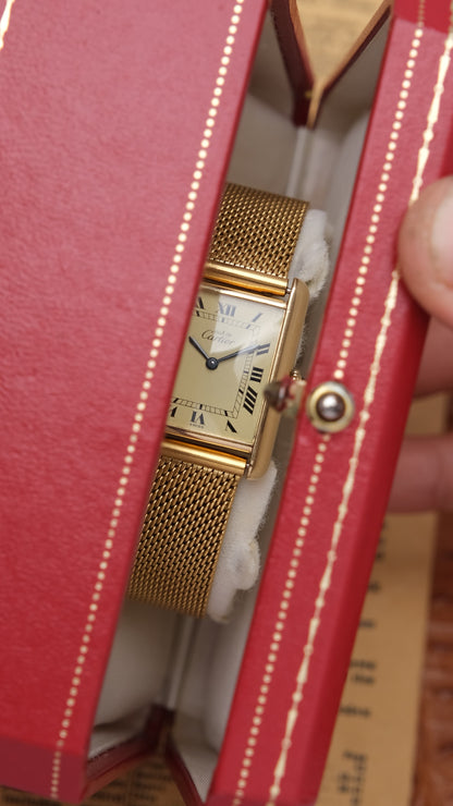CARTIER MUST DE TANK VERMEIL (LM 23x31mm) ROMAN DIAL HAND WINDING 6144974 + BOX